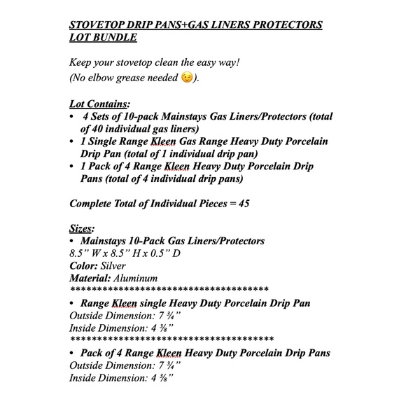 MAINSTAYS+ DRIP PANS/GAS LINERS PROTECTORS LOT - Picture 5 of 5